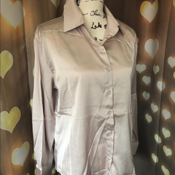 Apricot blouse shirt button long sleeve apricot long sleeve - Picture 4 of 5